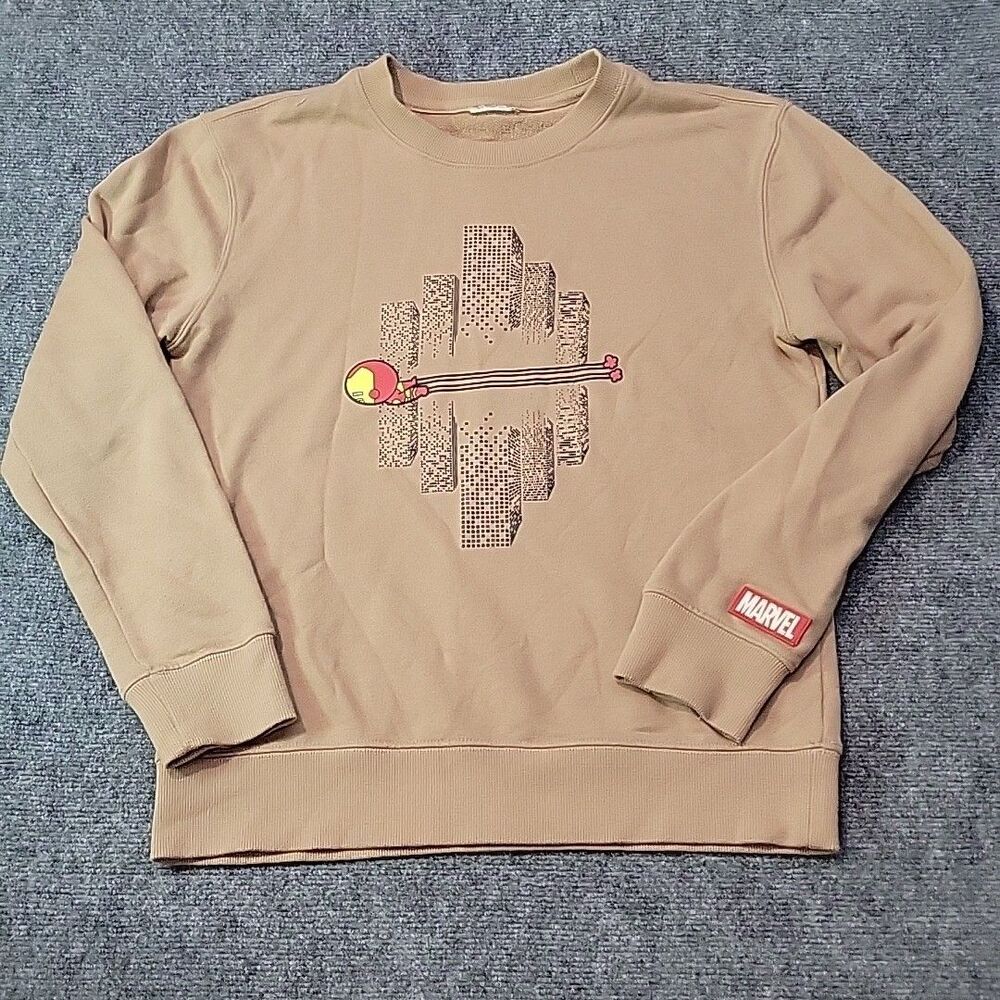 Henus EDWIN Iron Man Marvel Pullover Sweatshirt Beige Tan Size Large Avengers